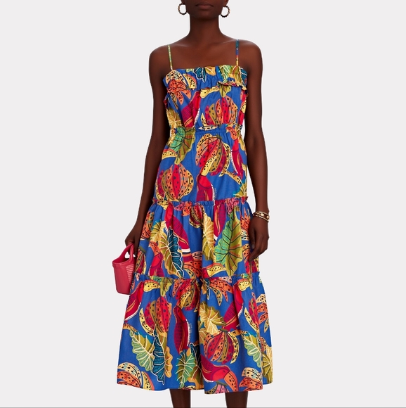 FARM Rio Blue Beaks & Bananas Tiered Midi Dress - Picture 7 of 8